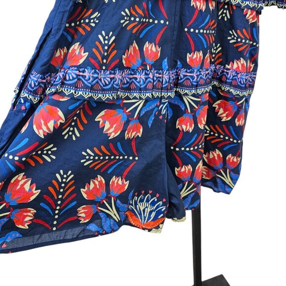 Farm Rio x Anthropologie Puff-Sleeve Ruffled Floral Romper, Picnic, Size M, NWT - Picture 13 of 13